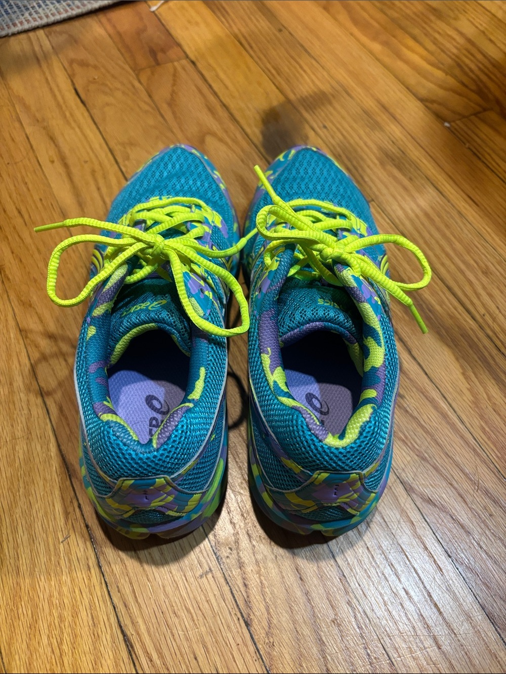 Asics Teal and Neon Yellow Women's Running Sneakers - Picture 4 of 11